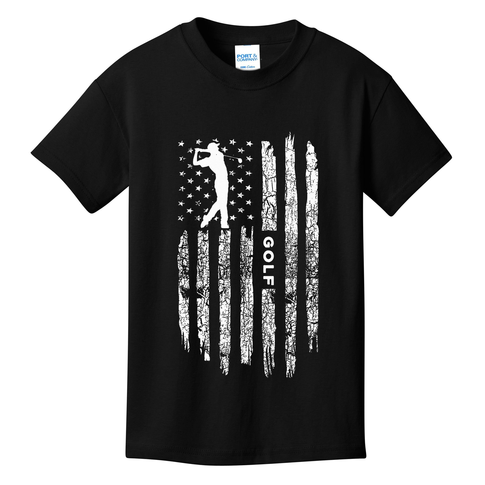 American Flag Golf Clothing Golfer Vintage Golf Kids T-Shirt