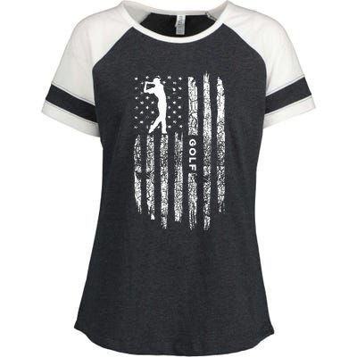 American Flag Golf Clothing Golfer Vintage Golf Enza Ladies Jersey Colorblock Tee