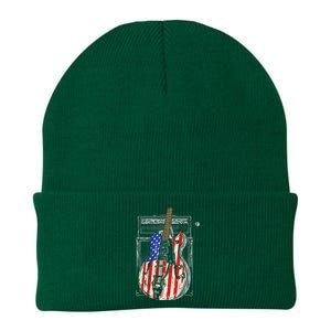 American Flag Guitar 4th Of July Guitarist Usa Country Music Knit Cap Winter Beanie