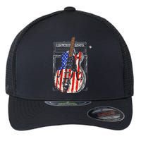 American Flag Guitar 4th Of July Guitarist Usa Country Music Flexfit Unipanel Trucker Cap