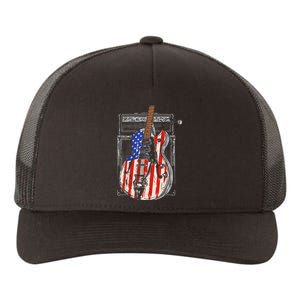 American Flag Guitar 4th Of July Guitarist Usa Country Music Yupoong Adult 5-Panel Trucker Hat