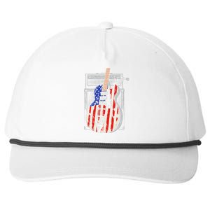 American Flag Guitar 4th Of July Guitarist Usa Country Music Snapback Five-Panel Rope Hat