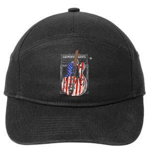 American Flag Guitar 4th Of July Guitarist Usa Country Music 7-Panel Snapback Hat