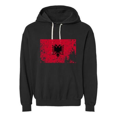 Albania Flag Grunge Albanian Flag Patriotic Garment-Dyed Fleece Hoodie