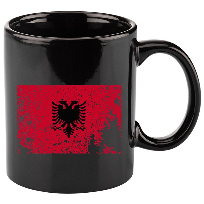 Albania Flag Grunge Albanian Flag Patriotic 11oz C Handle Ceramic Mug