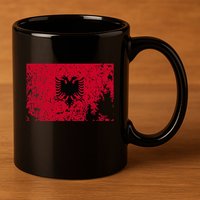 Albania Flag Grunge Albanian Flag Patriotic 11oz C Handle Ceramic Mug