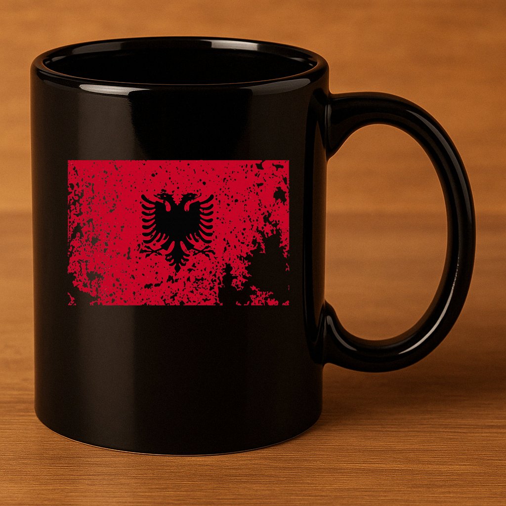 Albania Flag Grunge Albanian Flag Patriotic 11oz C Handle Ceramic Mug