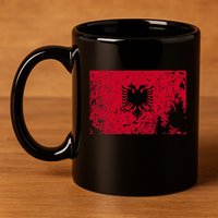 Albania Flag Grunge Albanian Flag Patriotic 11oz C Handle Ceramic Mug
