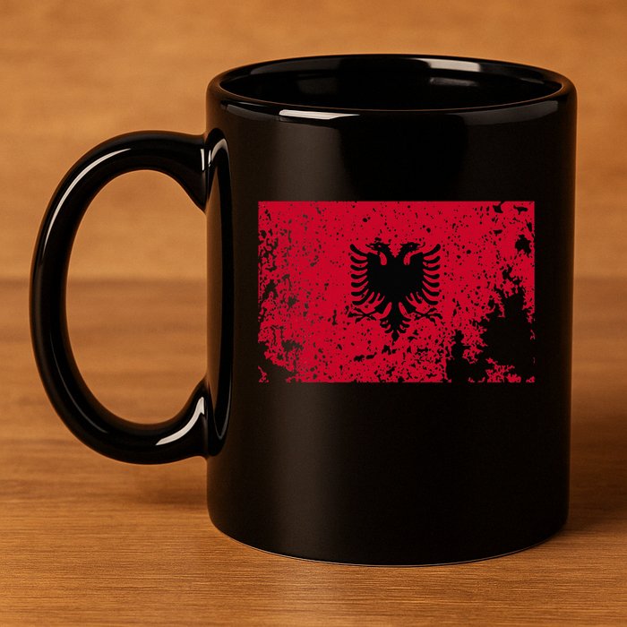 Albania Flag Grunge Albanian Flag Patriotic 11oz C Handle Ceramic Mug