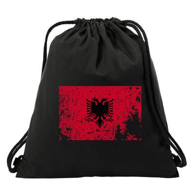 Albania Flag Grunge Albanian Flag Patriotic Drawstring Bag
