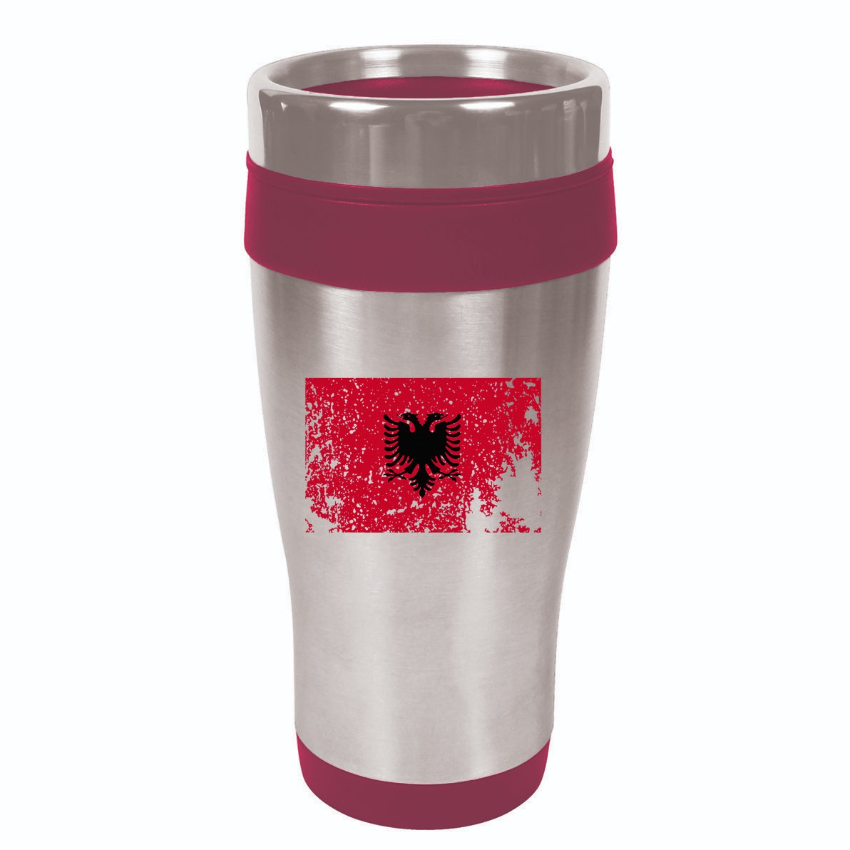 Albania Flag Grunge Albanian Flag Patriotic 16oz Travel Tumbler