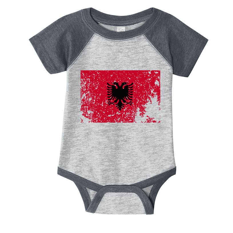 Albania Flag Grunge Albanian Flag Patriotic Infant Baby Jersey Bodysuit