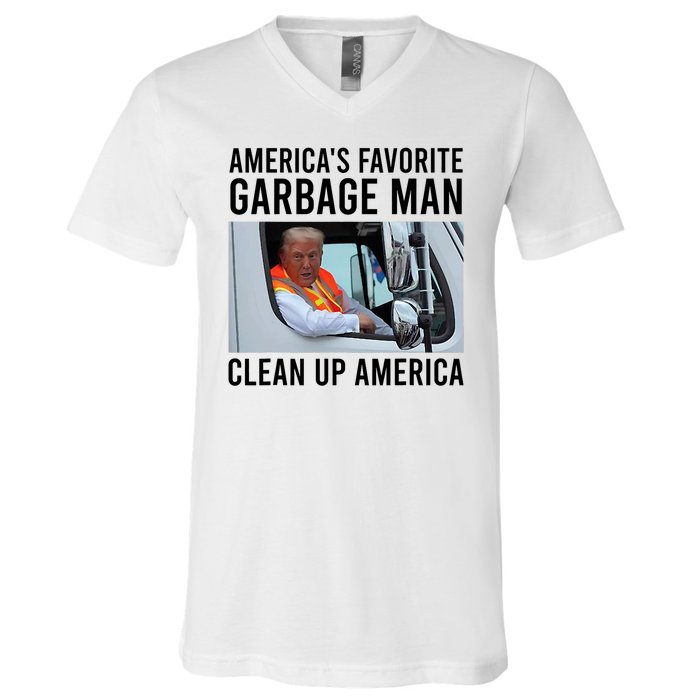 AmericaS Favorite Garbage Man Clean Up America V-Neck T-Shirt