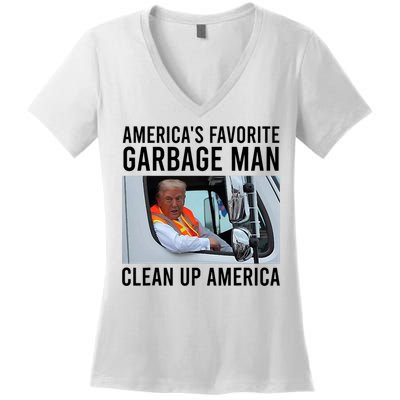 AmericaS Favorite Garbage Man Clean Up America Women's V-Neck T-Shirt