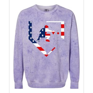 American Flag Graphic Baseball Catcher Gear Baseballin Colorblast Crewneck Sweatshirt