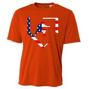 American Flag Graphic Baseball Catcher Gear Baseballin Cooling Performance Crew T-Shirt