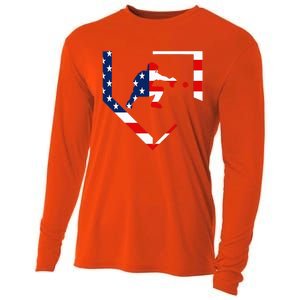 American Flag Graphic Baseball Catcher Gear Baseballin Cooling Performance Long Sleeve Crew