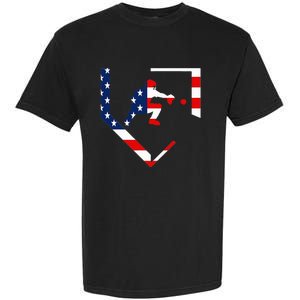 American Flag Graphic Baseball Catcher Gear Baseballin Garment-Dyed Heavyweight T-Shirt