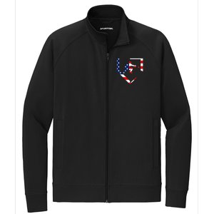 American Flag Graphic Baseball Catcher Gear Baseballin Stretch Full-Zip Cadet Jacket