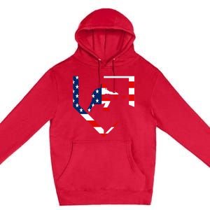 American Flag Graphic Baseball Catcher Gear Baseballin Premium Pullover Hoodie