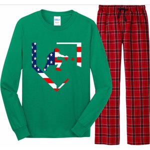 American Flag Graphic Baseball Catcher Gear Baseballin Long Sleeve Pajama Set