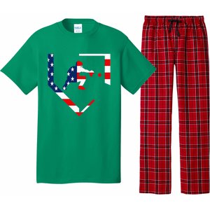 American Flag Graphic Baseball Catcher Gear Baseballin Pajama Set