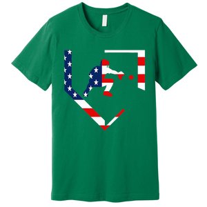 American Flag Graphic Baseball Catcher Gear Baseballin Premium T-Shirt