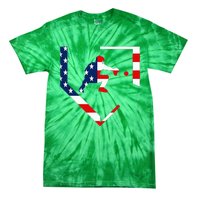 American Flag Graphic Baseball Catcher Gear Baseballin Tie-Dye T-Shirt