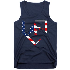 American Flag Graphic Baseball Catcher Gear Baseballin Tank Top