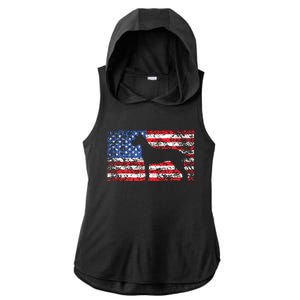 American Flag Great Dane Dog 4th Of July USA Gift Ladies PosiCharge Tri-Blend Wicking Draft Hoodie Tank