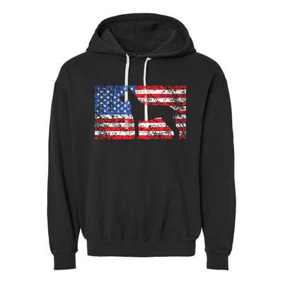 American Flag Great Dane Dog 4th Of July USA Gift Garment-Dyed Fleece Hoodie