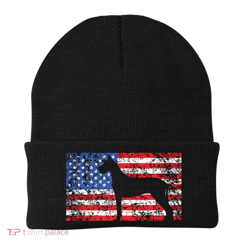 American Flag Great Dane Dog 4th Of July USA Gift Beanie
