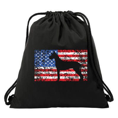 American Flag Great Dane Dog 4th Of July USA Gift Drawstring Bag
