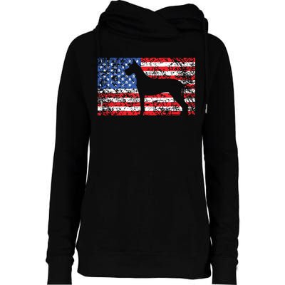 American Flag Great Dane Dog 4th Of July USA Gift Womens Funnel Neck Pullover Hood
