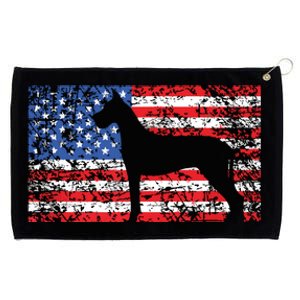 American Flag Great Dane Dog 4th Of July USA Gift Grommeted Golf Towel