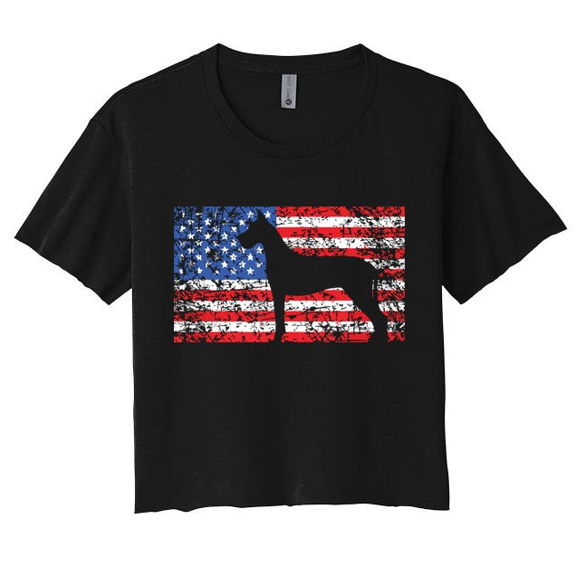 American Flag Great Dane Dog 4th Of July USA Gift Crop Top