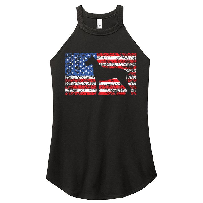 American Flag Great Dane Dog 4th Of July USA Gift Women's Perfect Tri Rocker Tank
