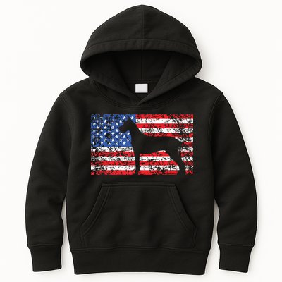 American Flag Great Dane Dog 4th Of July USA Gift Kids Hoodie