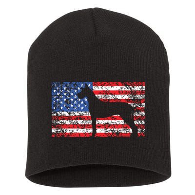 American Flag Great Dane Dog 4th Of July USA Gift Short Acrylic Beanie