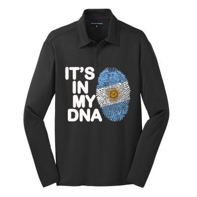 Argentina Flag Gift It's In My Dna Argentinian Argentine Great Gift Silk Touch Performance Long Sleeve Polo