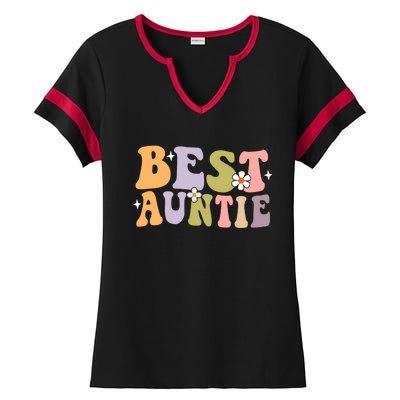 Auntie Funny Gift Best Auntie Ever Auntie Groovy Aunt Gift Ladies Halftime Notch Neck Tee