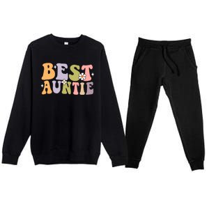 Auntie Funny Gift Best Auntie Ever Auntie Groovy Aunt Gift Premium Crewneck Sweatsuit Set