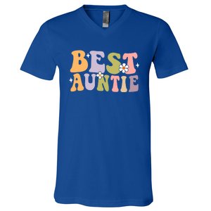 Auntie Funny Gift Best Auntie Ever Auntie Groovy Aunt Gift V-Neck T-Shirt