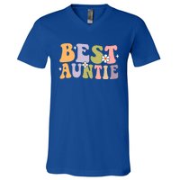 Auntie Funny Gift Best Auntie Ever Auntie Groovy Aunt Gift V-Neck T-Shirt