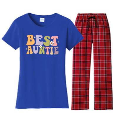 Auntie Funny Gift Best Auntie Ever Auntie Groovy Aunt Gift Women's Flannel Pajama Set