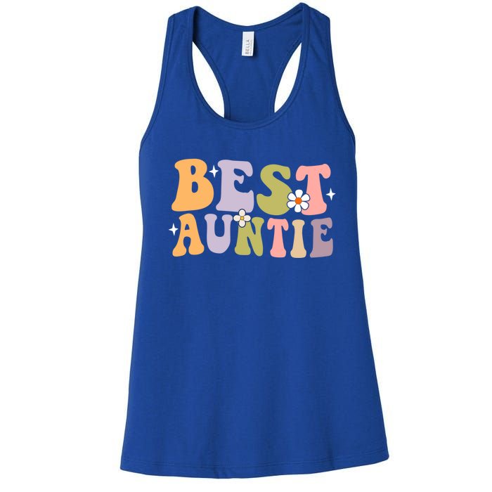 Auntie Funny Gift Best Auntie Ever Auntie Groovy Aunt Gift Women's Racerback Tank