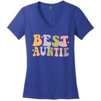 Auntie Funny Gift Best Auntie Ever Auntie Groovy Aunt Gift Women's V-Neck T-Shirt