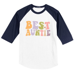 Auntie Funny Gift Best Auntie Ever Auntie Groovy Aunt Gift Baseball Sleeve Shirt