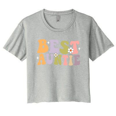 Auntie Funny Gift Best Auntie Ever Auntie Groovy Aunt Gift Women's Crop Top Tee