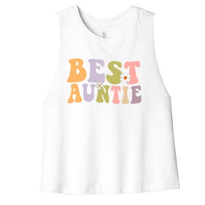 Auntie Funny Gift Best Auntie Ever Auntie Groovy Aunt Gift Women's Racerback Cropped Tank